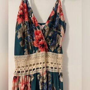 Floral Maxi Dress with Crochet Detail